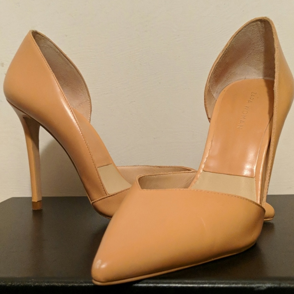 Nude leather Zara Woman D'Orsay Stilettos